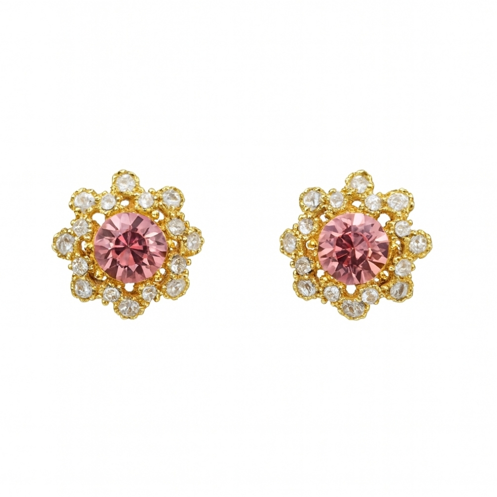 SO-HI Elegant Gold and Pink Crystal Earrings